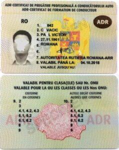 ADR certificate of professional competence