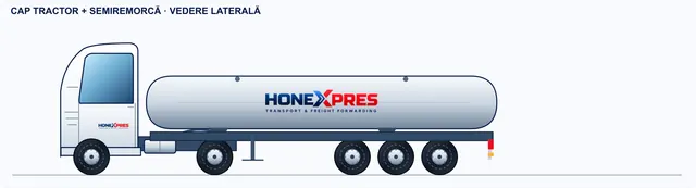 2D sketch, side view: Tank semi-trailer for chemicals