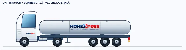 2D sketch, side view: Food-grade tank semi-trailer