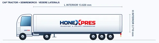 2D sketch, side view: Box semi-trailer (closed body)