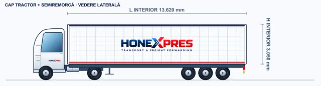 2D sketch, side view: Curtainsider semi-trailer for steel coils