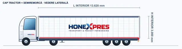 2D sketch, side view: MEGA curtainsider semi-trailer