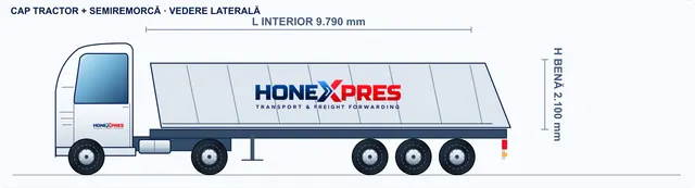 2D sketch, side view: High-volume tipper semi-trailer