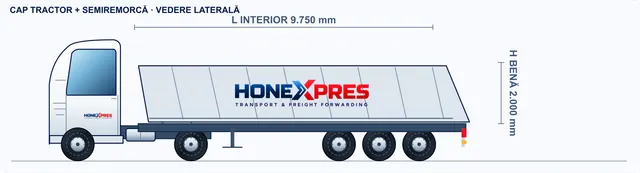 2D sketch, side view: Tipper semi-trailer
