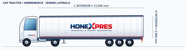 2D sketch, side view: Walking floor semi-trailer